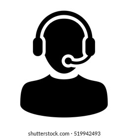 Customer Service Icon - User With Headphone Vector illustration