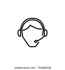 Customer Service Icon - User With Headphone Vector illustration. Contact us. Support icons, hotel service icon, representative symbol, help icon. Consultant. Call Assistant. Operator