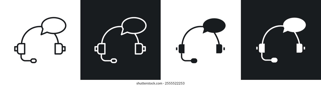 Customer service icon vector collection in black and white.