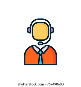 customer service icon vector. customer service filled outline style design