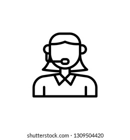 Customer Service Icon Vector Illustration in Line Style for Any Purpose