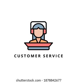 customer service icon vector illustration. customer service icon lineal color design.