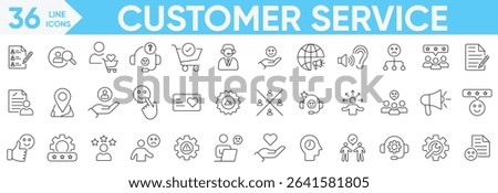 Customer service icon Vector and illustrator set.satisfied, assistance, experience, feedback, operator, recommend, positive feedback and more.
