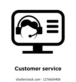 Customer service icon vector isolated on white background, logo concept of Customer service sign on transparent background, filled black symbol