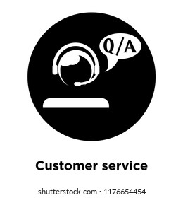 Customer service icon vector isolated on white background, logo concept of Customer service sign on transparent background, filled black symbol