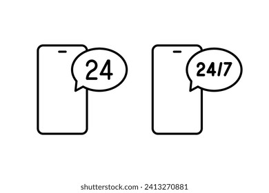 Customer service icon vector set. 24 7 support symbol