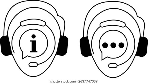 Customer service icon vector. Customer support service icons collection. Technical support, call center, helpline, operator, staff, help and support call, live chat. Vector illustration.