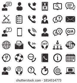 Iconos de servicio al cliente. Diseño de esgrima negra. Ilustración vectorial.