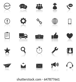Customer service icons with reflect on white background, stock vector