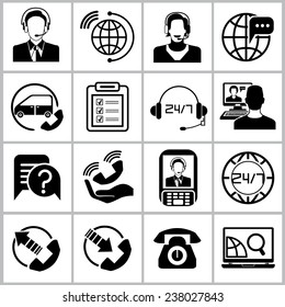 customer service icons set, call center, contact icons