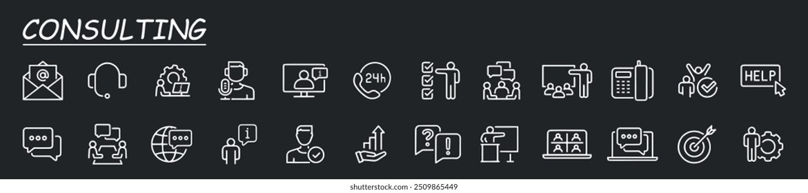 Customer service icons set, can be used to illustrate ordering products through e-shop, customer helpline service, solving problems, returning products etc.