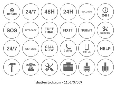 customer service icons set - contact support sign and symbols
