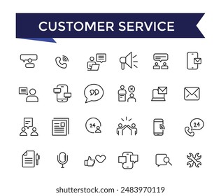 Conjunto de iconos de Servicio al cliente con colección de trazo editable para Web y ui. Paquete de iconos de línea. Ilustración vectorial.