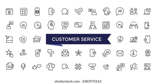 Customer Service icons Set with editable stroke collection for web and ui. Line icons pack. Vector illustration.