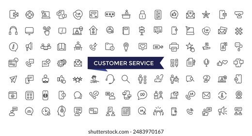 Customer Service icons Set with editable stroke collection for web and ui. Line icons pack. Vector illustration.