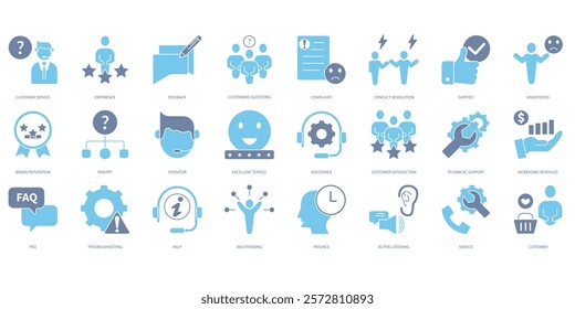 Customer service icons set. Set of editable stroke icons.Set of Customer service