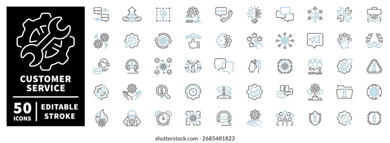 Kundenservice-Symbole - bearbeitbare Zeilensymbole, Support- und Kommunikationstools