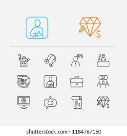 Customer service icons set. Export and customer service icons with invoice, value and reception. Set of payment for web app logo UI design.