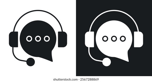 Customer service icons in solid black and white colors