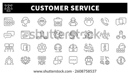 Customer service icons. Customer support vector icons. Customer service, assistance, experience, feedback, support related thin line icon collection. Editable stroke 