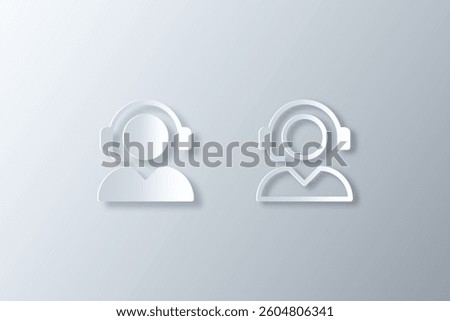 customer service icons for user interface made in papercut style 