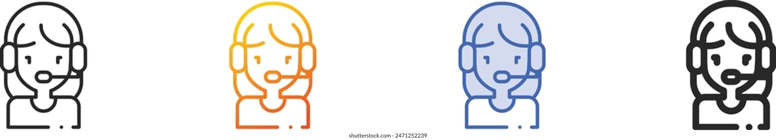 customer service icon.Thin Linear, Gradient, Blue Stroke and bold Style Design Isolated On White Background