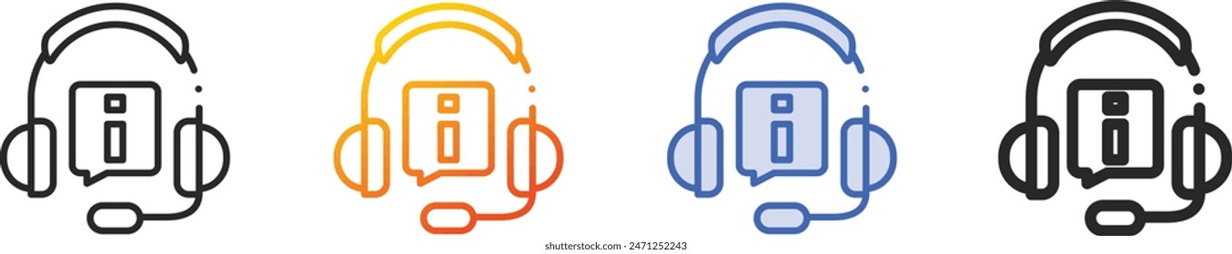 customer service icon.Thin Linear, Gradient, Blue Stroke and bold Style Design Isolated On White Background