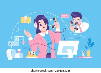 customer service with customer illustration