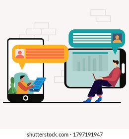 Ilustración de servicio al cliente, ilustración de charla, vector