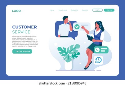 Customer service illustration concept for poster and landing page