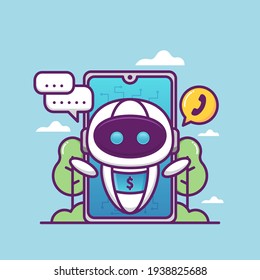 customer service illustration with robot