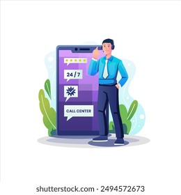 Customer Service Illustration using modern style vector view