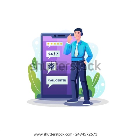 Customer Service Illustration using modern style vector view