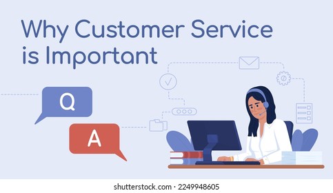 Importancia del servicio al cliente plantilla de banner vectorial plano. Afiche de la experiencia del cliente, folleto, diseños de color imprimibles. Página de folleto editable con espacio de texto. Comfortaen negrita, Sniglet fuentes regulares usadas