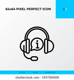 customer service and info center vector line icon style. 64x64 Pixel perfect