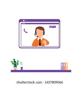 Customer Service Interactive , Call Center for online Shopping and  Business Concept Vector Template Design Illustration