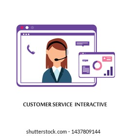 Customer Service Interactive , Call Center for online Shopping and  Business Concept Vector Template Design Illustration