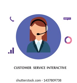 Customer Service Interactive , Call Center for online Shopping and  Business Concept Vector Template Design Illustration