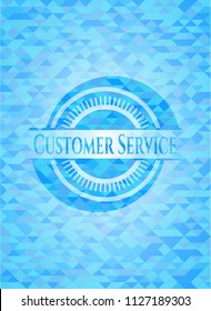 Customer Service light blue emblem with triangle mosaic background