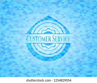 Customer Service light blue emblem. Mosaic background
