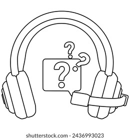 Customer service line art. Vector illustration with e-commerce theme and line art style.