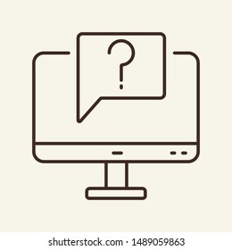 Customer service line icon. Computer, question, problem. Technical support concept. Can be used for topics like technology, faq, feedback