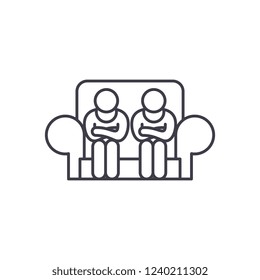 Customer service line icon concept. Customer service vector linear illustration, symbol, sign