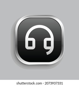 customer service line icon design. Glossy Button style rounded rectangle isolated on gray background. Vector illustration