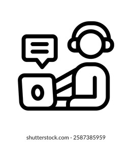 customer service line icon illustration vector graphic. Simple element illustration vector graphic, suitable for app, websites, and presentations isolated on white background