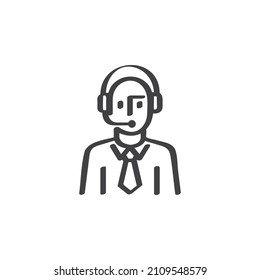 Customer service line icon. linear style sign for mobile concept and web design. Support service assistant outline vector icon. Symbol, logo illustration. Vector graphics