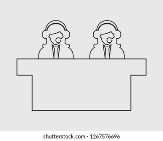 Customer service line icon on gray Background