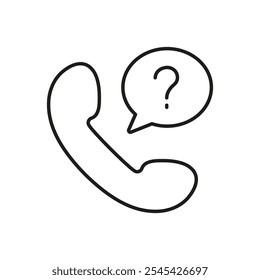 Ícone da Linha de Serviço de Atendimento ao Consumidor, Telefone de Ajuda para Perguntas com Balão de Fala. Símbolo de estrutura de tópicos de suporte ao cliente. Traço editável. Ilustração de vetor isolada.