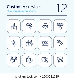 Customer service line icon set. Review, evaluation form, feedback. Client support concept. Can be used for topics like call center, contact center, consulting, hotline