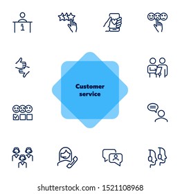 Customer service line icon set. Review, evaluation form, feedback. Client support concept. Can be used for topics like call center, contact center, consulting, hotline